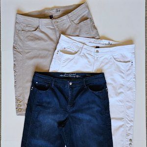 Set of 3 Gloria Vanderbilt All Around Slimming - Skimmer Capris, Size 16 petite